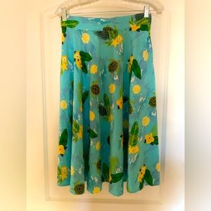 Modcloth x Collectif sea turtle tropical palm print pocket detail skirt